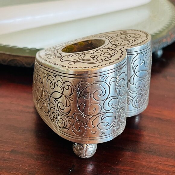 Brighton Silver Heart Shaped Candle Stick Holder Grandma 90s Cottagecore Rustic - Picture 2 of 13